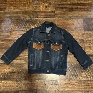 Stylish Denim Jacket with Faux Cowhide Accents